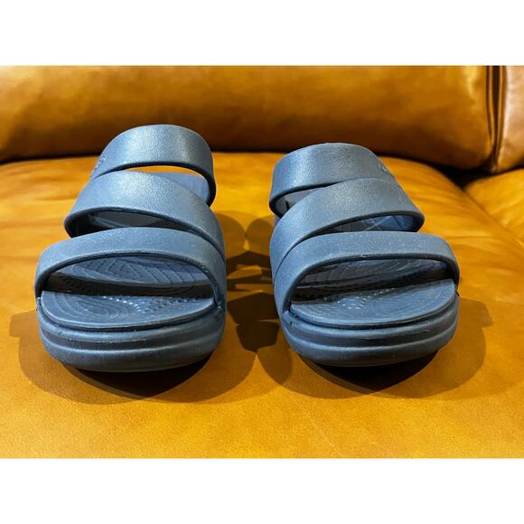 Crocs Getaway Slip On Open Toe Strappy Wedge Sandals Slate Blue Women's Size W6 - Picture 2 of 7